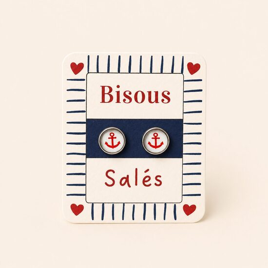Bērnu auskari "Salty Kisses!" – Sarkani enkuriņi